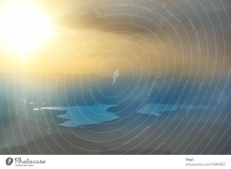 Sonnenuntergang über dem See Ferien & Urlaub & Reisen Ausflug Abenteuer Sommer Sommerurlaub Berge u. Gebirge Umwelt Natur Landschaft Wasser Erde Himmel Wolken