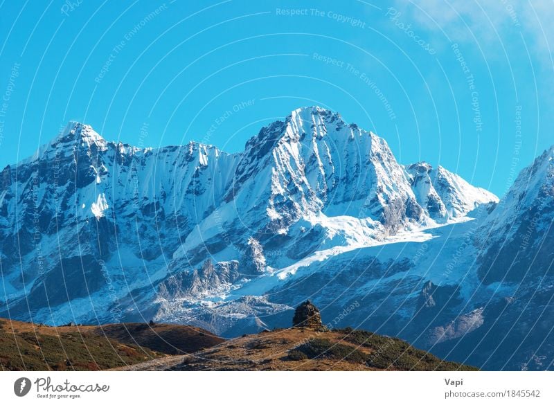 Spitze der hohen Berge, mit Schnee bedeckt Ferien & Urlaub & Reisen Tourismus Ausflug Abenteuer Winter Berge u. Gebirge wandern Umwelt Natur Landschaft Himmel