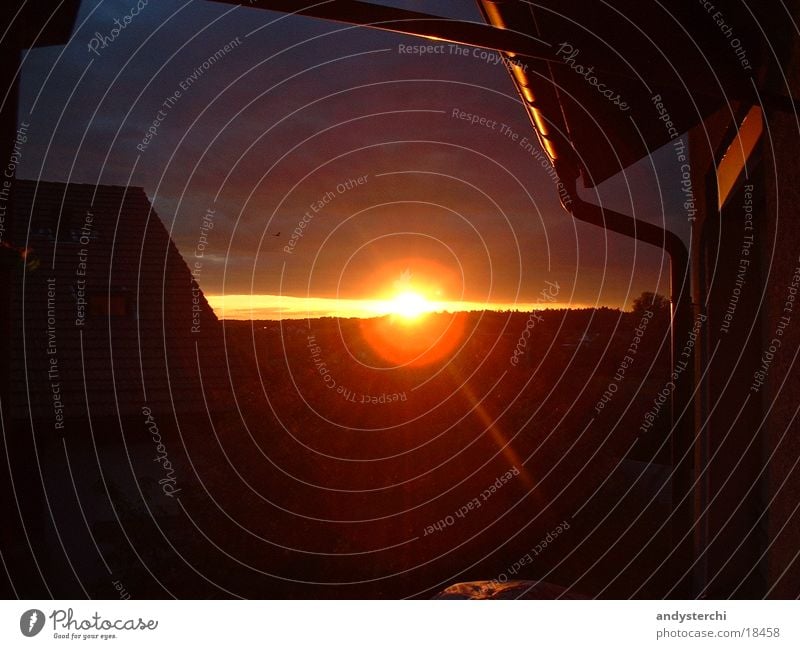 Sonnenuntergang Dämmerung Horizont Dach Haus Abend orange