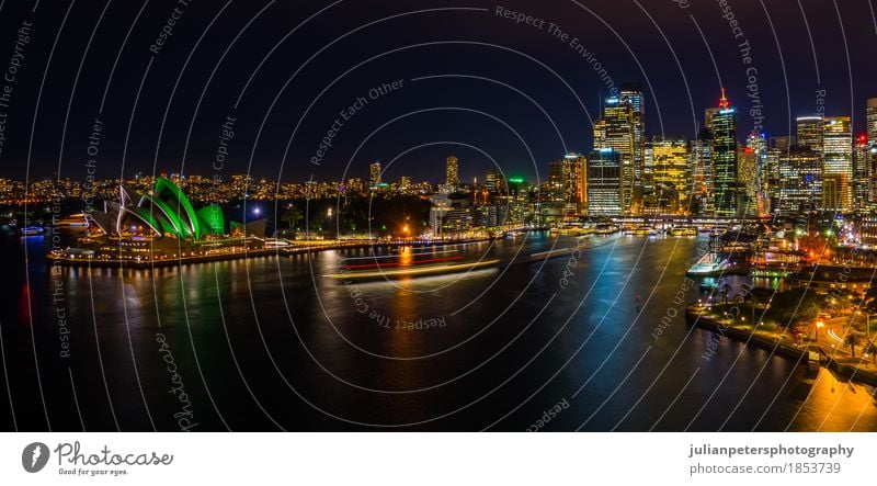 Nachtzeit-Stadtbild von Sydney Harbour Ferien & Urlaub & Reisen Meer Haus Landschaft Himmel Hafenstadt Stadtzentrum Skyline Hochhaus Platz Brücke Gebäude