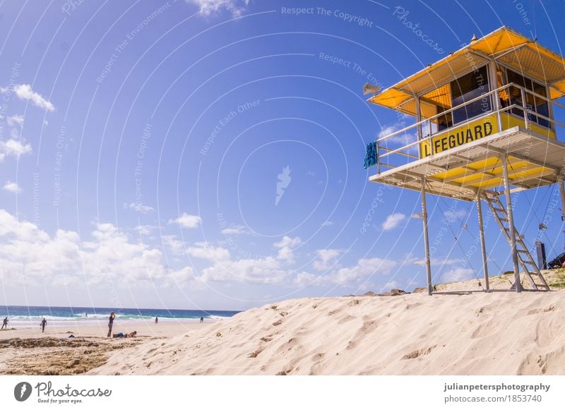 Rettungsschwimmer Turm am Strand schön Leben Erholung Ferien & Urlaub & Reisen Sommer Sommerurlaub Sonne Sonnenbad Meer Insel Wellen Landschaft Sand Himmel