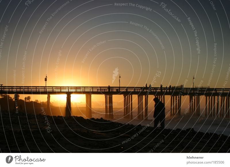 Sonnenaufgang Pier Ventura schön Erholung Ferien & Urlaub & Reisen Sommer Strand Meer Wellen Natur Landschaft Sand Himmel Horizont Küste dunkel aquatisch