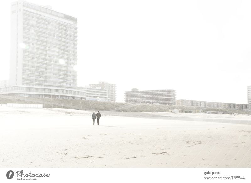 Ein Hauch von Urlaub Ferien & Urlaub & Reisen Tourismus Strand Mensch Freundschaft Paar Leben Rücken 2 Zandvoort Niederlande Nordsee Skyline Haus Hochhaus