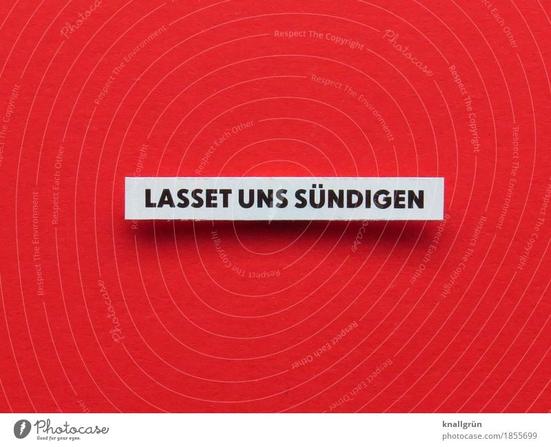 LASSET UNS SÜNDIGEN Schriftzeichen Schilder & Markierungen Kommunizieren rot schwarz weiß Gefühle Tugend Laster Vorfreude Mut Leidenschaft Begierde Lust Sex