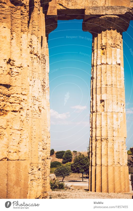 Altgriechischer Tempel in Selinunte, Sizilien, Italien Ferien & Urlaub & Reisen Tourismus Kultur Landschaft Himmel Ruine Gebäude Architektur Denkmal Stein alt