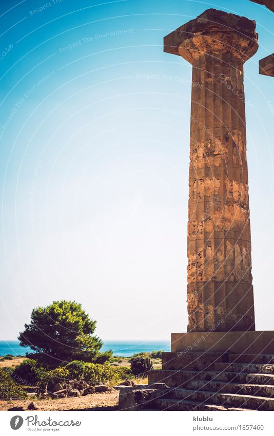 Altgriechischer Tempel in Selinunte, Sizilien, Italien Ferien & Urlaub & Reisen Tourismus Kultur Landschaft Himmel Ruine Gebäude Architektur Denkmal Stein alt