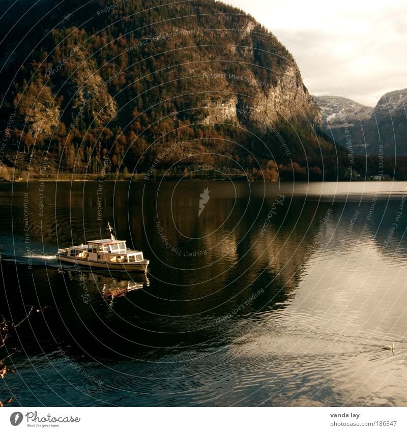 Hallstatt I Umwelt Natur Landschaft Wasser Himmel Herbst Wald Hügel Felsen Berge u. Gebirge Küste See Hallstadt Hallstadtersee Schifffahrt Kreuzfahrt Bootsfahrt