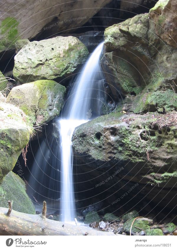 Wasserfall Langzeitbelichtung grün Felsen Berge u. Gebirge Stein marqs