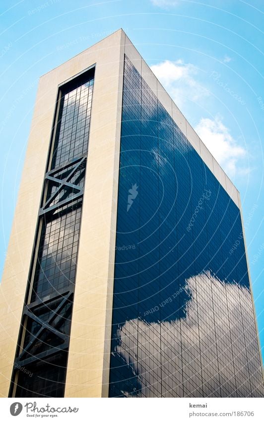 Wolke 7 New York City USA Haus Hochhaus Bankgebäude Gebäude Architektur Fassade Reflexion & Spiegelung Wolken Glas groß oben blau weiß Macht Interesse