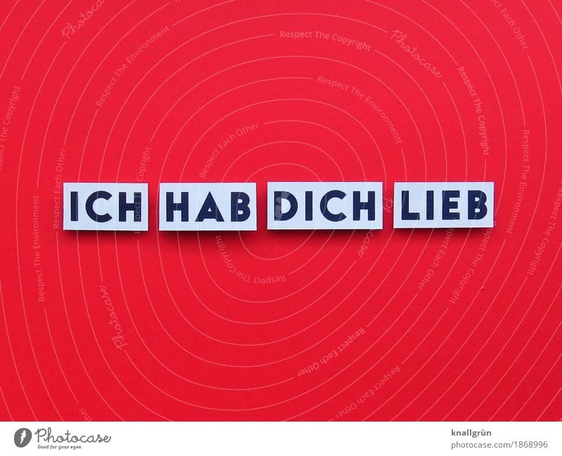 ICH HAB DICH LIEB Schriftzeichen Schilder & Markierungen Kommunizieren Liebe eckig rot schwarz weiß Gefühle Zufriedenheit Lebensfreude Frühlingsgefühle