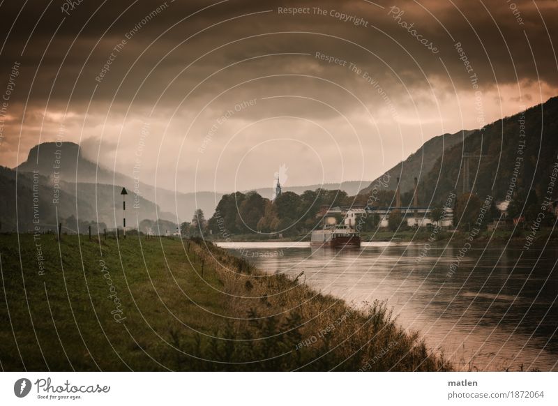 ein Schiff wird kommen Landschaft Pflanze Wasser Himmel Wolken Sonnenaufgang Sonnenuntergang Herbst schlechtes Wetter Regen Baum Gras Wiese Hügel Felsen