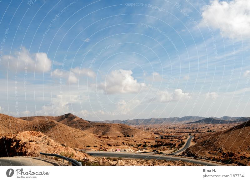 Verschlungene Wege Ferien & Urlaub & Reisen Tourismus Ferne Sightseeing Sonne Natur Landschaft Erde Himmel Wolken Horizont Schönes Wetter Hügel Felsen Wüste