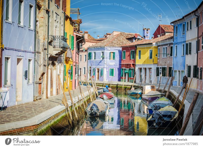 Venedig und Burano in der Nachmittagssonne. schön Ferien & Urlaub & Reisen Tourismus Sommer Sonne Meer Haus Kultur Himmel Dorf Stadt Gebäude Architektur Fassade