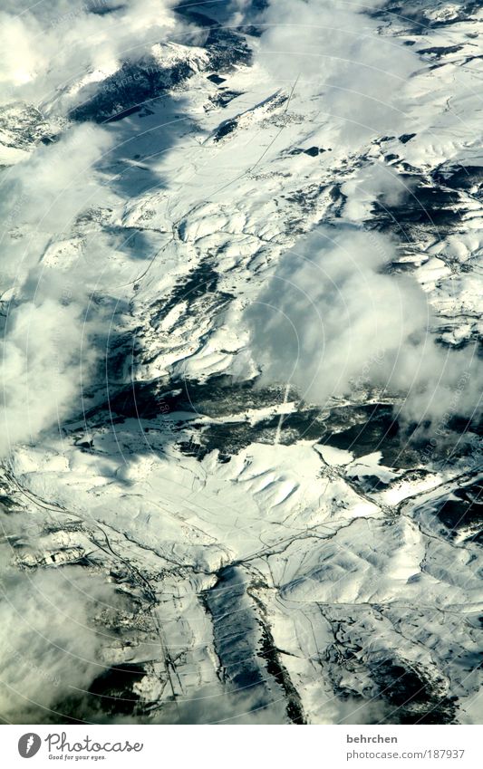 zugedeckt Ferien & Urlaub & Reisen Tourismus Ausflug Ferne Umwelt Natur Landschaft Erde Himmel Wolken Eis Frost Schnee Berge u. Gebirge Gipfel Luftverkehr