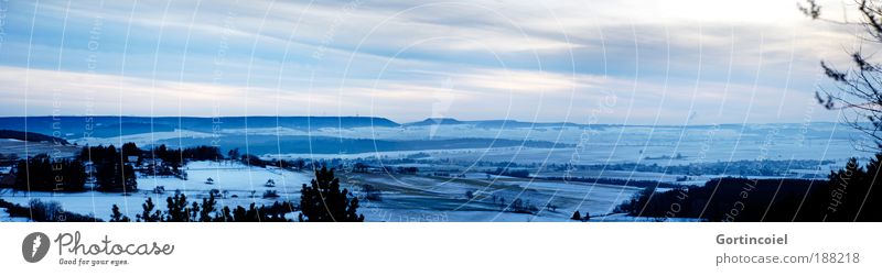 Schwarzwald Umwelt Landschaft Luft Himmel Wolken Horizont Winter Eis Frost Schnee Baum Feld Hügel Berge u. Gebirge Gipfel Deutschland Dorf Kleinstadt kalt schön