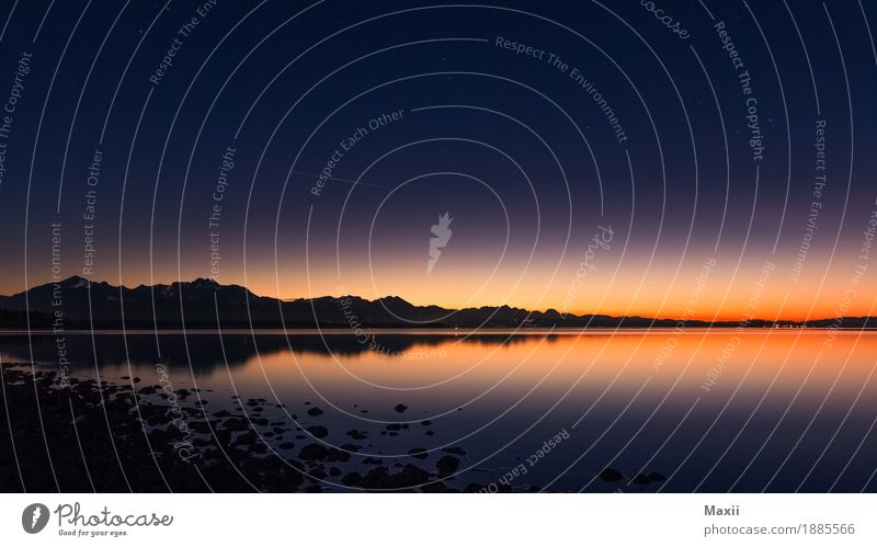 Chiemsee Nacht Umwelt Natur Landschaft Wasser Himmel Wolkenloser Himmel Nachthimmel Sonnenaufgang Sonnenuntergang Schönes Wetter Berge u. Gebirge Gipfel Seeufer