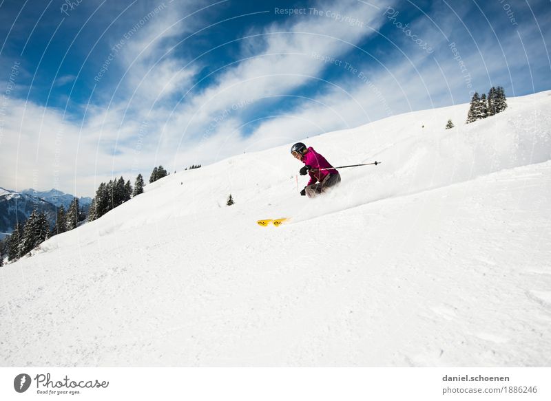 Winterspaß Freizeit & Hobby Skifahren Ferien & Urlaub & Reisen Tourismus Schnee Winterurlaub Berge u. Gebirge Sport Fitness Sport-Training Mensch feminin 1