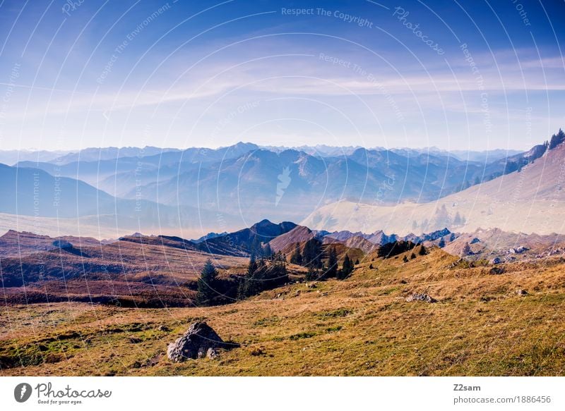 2 mal bayern Abenteuer Berge u. Gebirge wandern Umwelt Natur Landschaft Himmel Herbst Schönes Wetter Wiese Alpen gigantisch natürlich grün Romantik ruhig