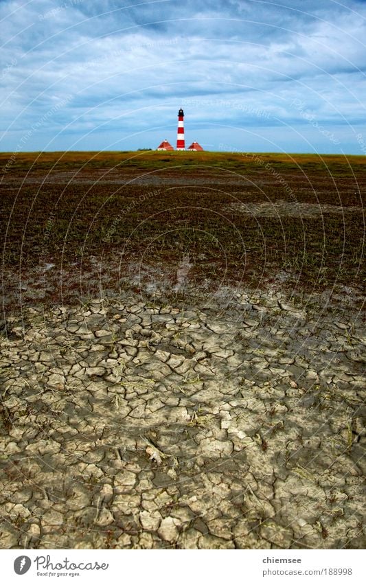 Leuchtturm Westerhever Ferien & Urlaub & Reisen Tourismus Ausflug Meer Natur Landschaft Erde Klima Nordsee Wattenmeer Wattwandern Sand Ferne frei Unendlichkeit