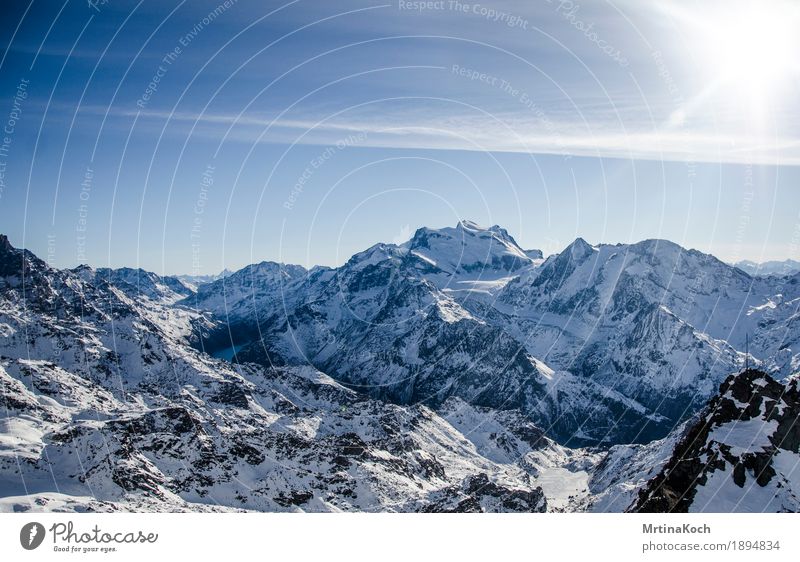 Bergwelt IV. Umwelt Natur Landschaft Himmel nur Himmel Wolkenloser Himmel Sonne Sonnenlicht Frühling Herbst Winter Schönes Wetter Eis Frost Schnee Schneefall