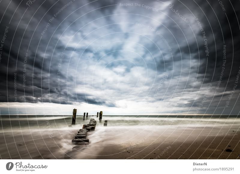 Sturm zieht auf Umwelt Natur Landschaft Urelemente Luft Wasser Himmel Wolken Gewitterwolken Herbst Klima Wetter schlechtes Wetter Wellen Küste Strand Ostsee