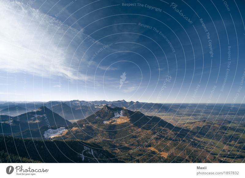 Heubergblick Umwelt Natur Landschaft Erde Himmel Wolken Sonne Winter Wetter Schönes Wetter Pflanze Baum Gras Sträucher Alpen Berge u. Gebirge Wendelstein