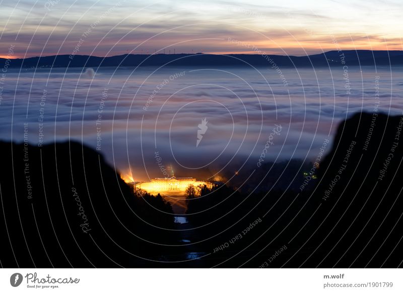 Kassel von oben Ausstellung Museum Architektur Landschaft Sonnenaufgang Sonnenuntergang Winter Nebel Park Landkreis Kassel Deutschland Europa Stadt