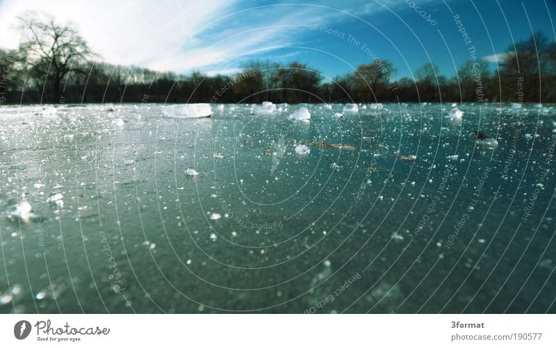 EIS Natur Landschaft Urelemente Wasser Himmel Wolken Winter Klima Schönes Wetter Eis Frost Park See Fluss Wüste blau Coolness Saale kalt Strukturen & Formen