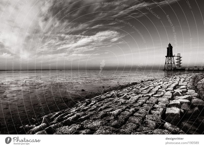 Eiswürfel Ferien & Urlaub & Reisen Himmel Wolken Winter Klima Klimawandel Wetter Küste Nordsee Meer Wattenmeer Wattwandern Turm Leuchtturm Vertrauen Sicherheit