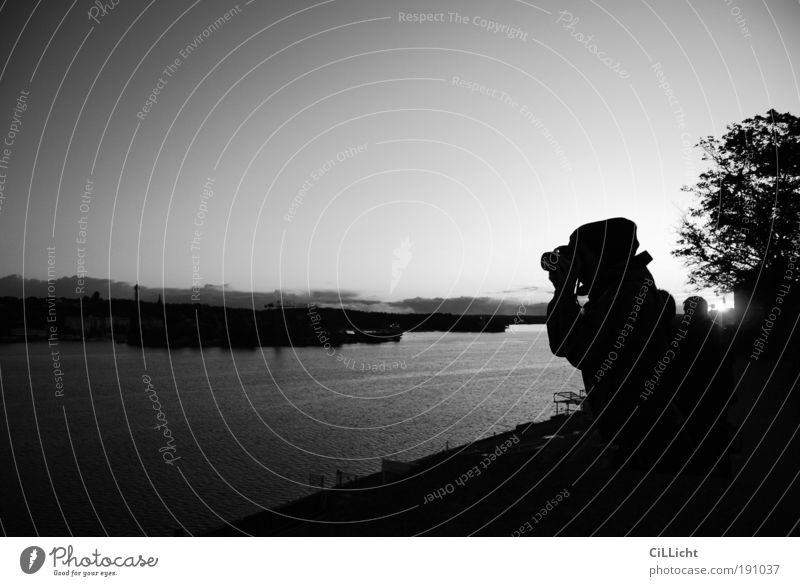 Black Skyline Natur Landschaft Wasser Himmel Horizont Sonnenaufgang Sonnenuntergang Herbst Schönes Wetter Bucht Ostsee Stimmung ruhig Sehnsucht Fernweh