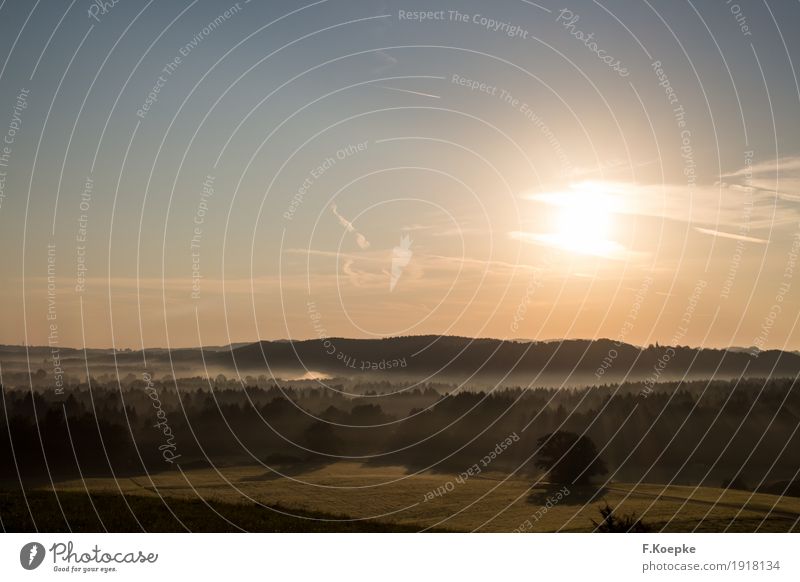 Sonnenaufgang Freizeit & Hobby Abenteuer Ferien & Urlaub & Reisen Tourismus Sommer Sommerurlaub Nebel Umwelt Natur Landschaft Luft Himmel Wolken Horizont