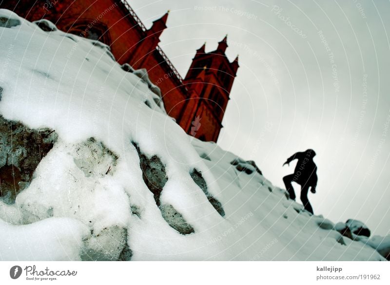 eisheiliger Studium Mensch Mann Erwachsene Leben 1 Winter Eis Frost Schnee Kirche Burg oder Schloss Bauwerk Gebäude Architektur Religion & Glaube ruhig