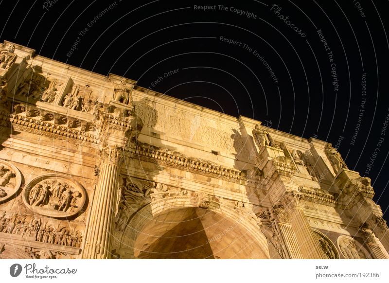 Arco di Costantino Hauptstadt Ruine Wahrzeichen Denkmal Konstantinbogen genießen zeichnen leuchten träumen alt ästhetisch Bekanntheit groß historisch gelb