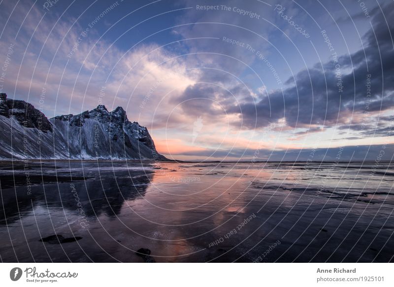 West Coast iceland during Sunrise in Winter Umwelt Natur Landschaft Urelemente Erde Wasser Himmel Wolken Horizont Sonne Sonnenaufgang Sonnenuntergang