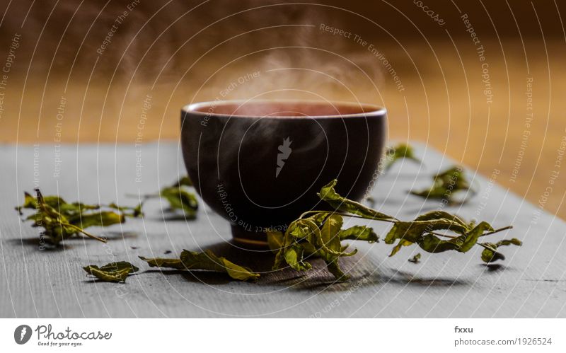 Heisser Grüntee Vegetarische Ernährung Diät Getränk Heißgetränk Tee Tasse Becher schön ästhetisch Duft exotisch Farbfoto Innenaufnahme Menschenleer Unschärfe