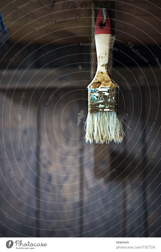 Pinsel Handwerker Anstreicher Baustelle Dienstleistungsgewerbe Arbeitslosigkeit Feierabend Arbeit & Erwerbstätigkeit streichen alt dreckig einfach braun