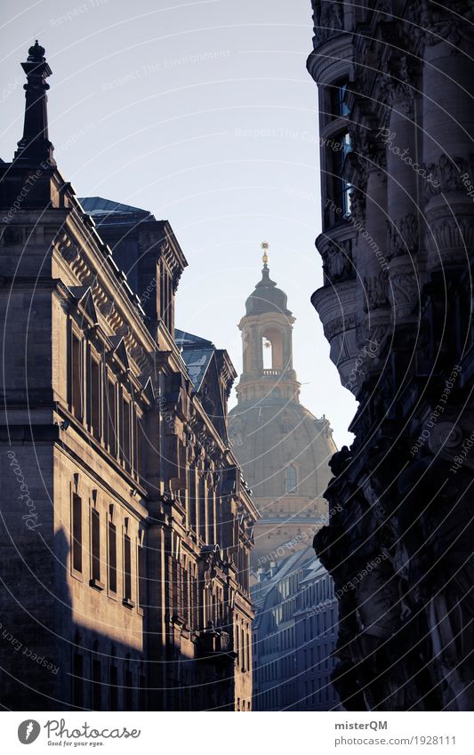 Dresden's Gassen. Kunst Kunstwerk Gemälde Gebäude Frauenkirche Kultur Kulturlandschaft Kulturdenkmal Kulturzentrum Sehenswürdigkeit Tourismus verträumt Idylle