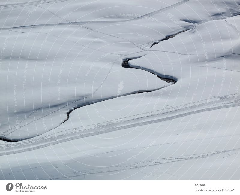 wetterprognose: schnee Wintersport weiß Bach Schlangenlinie Spuren Loipe Schneedecke rein Fußweg Winterurlaub Winterstimmung Wintertag Schneelandschaft Linie