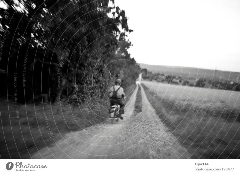 Born to be wild maskulin Kindheit Umwelt Natur Landschaft Pflanze Sommer Grünpflanze Wiese Feld Verkehrsmittel Verkehrswege Straßenverkehr Wege & Pfade Motorrad