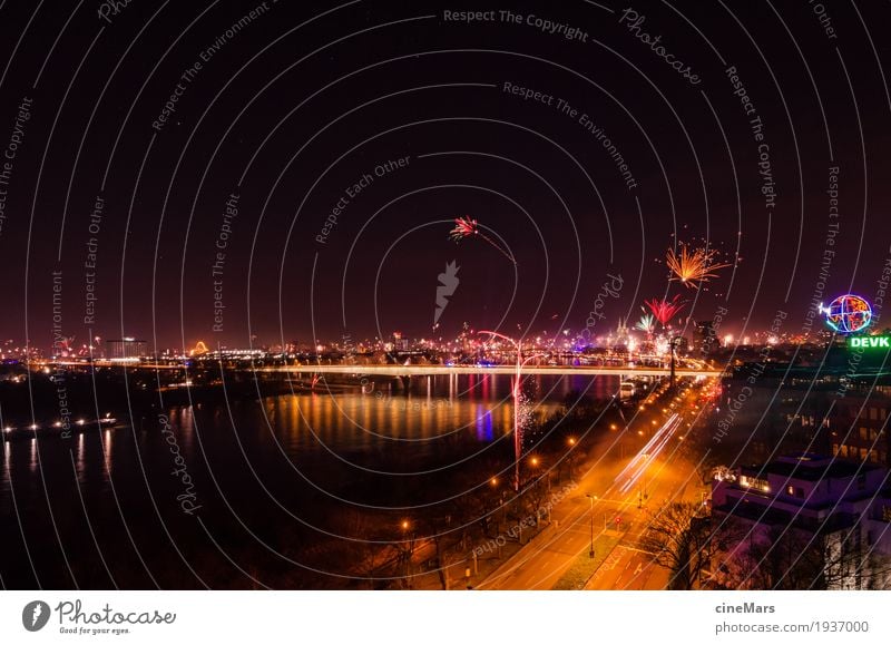 Köln feiert mit der Welt Silvester Nachtleben Party Feste & Feiern Tanzen Essen trinken Silvester u. Neujahr Wolkenloser Himmel Fluss Stadt Stadtzentrum Skyline