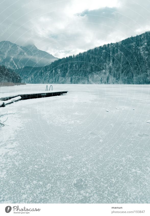 Jänner Erholung Ferien & Urlaub & Reisen Tourismus Ausflug Winterurlaub Berge u. Gebirge Steg Natur Landschaft Wasser Eis Frost Schnee Wald Felsen Alpen