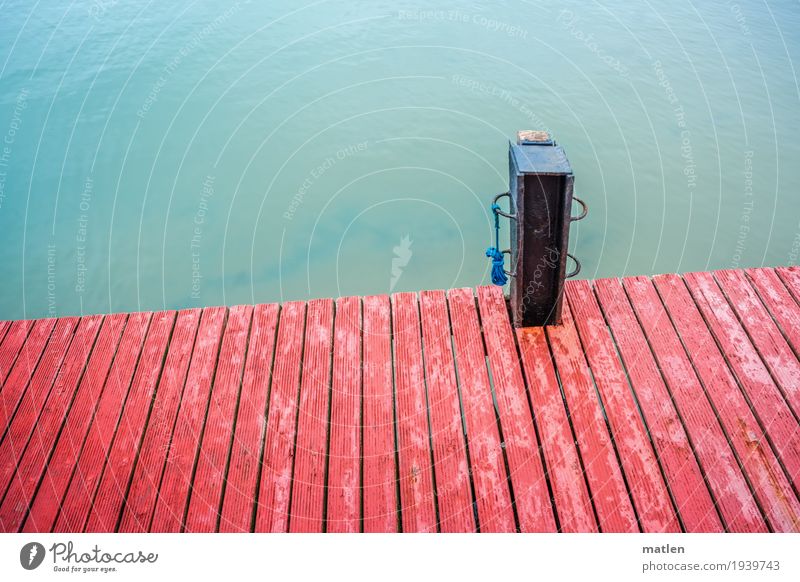 beplankt Schifffahrt tragen blau grau grün rot Anlegestelle Stabilität Nordsee Seil Schiffsplanken Steg Tau Farbenspiel Farbfoto Außenaufnahme abstrakt Muster