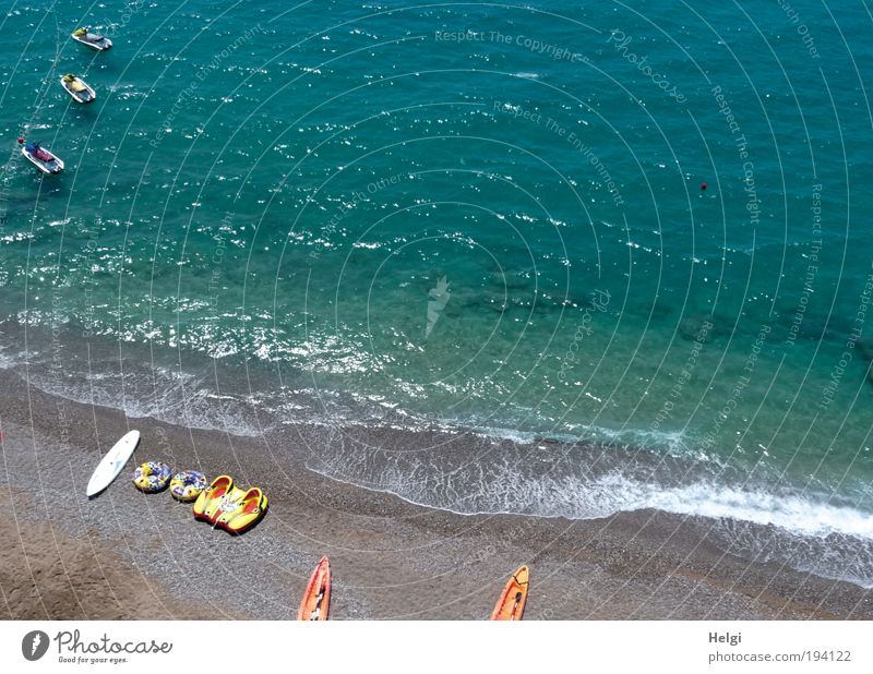 Wassersport Freizeit & Hobby Ferien & Urlaub & Reisen Sommer Sommerurlaub Strand Meer Jet-Ski Kanu Umwelt Natur Sand Schönes Wetter Wellen Küste blau Farbfoto