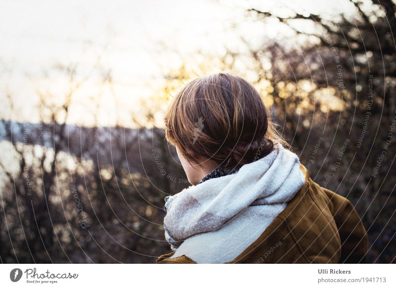 . Abenteuer Ferne feminin Junge Frau Jugendliche 1 Mensch 18-30 Jahre Erwachsene Natur Landschaft Himmel Sonne Frühling Herbst Winter Schönes Wetter Baum