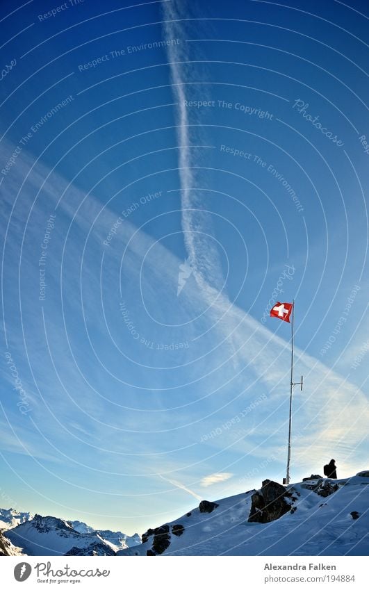 Helvetia Sport Klettern Bergsteigen wandern Skipiste Kapitalwirtschaft Umwelt Natur Landschaft Luft Himmel Wolken Winter Schönes Wetter Eis Frost Hügel Felsen