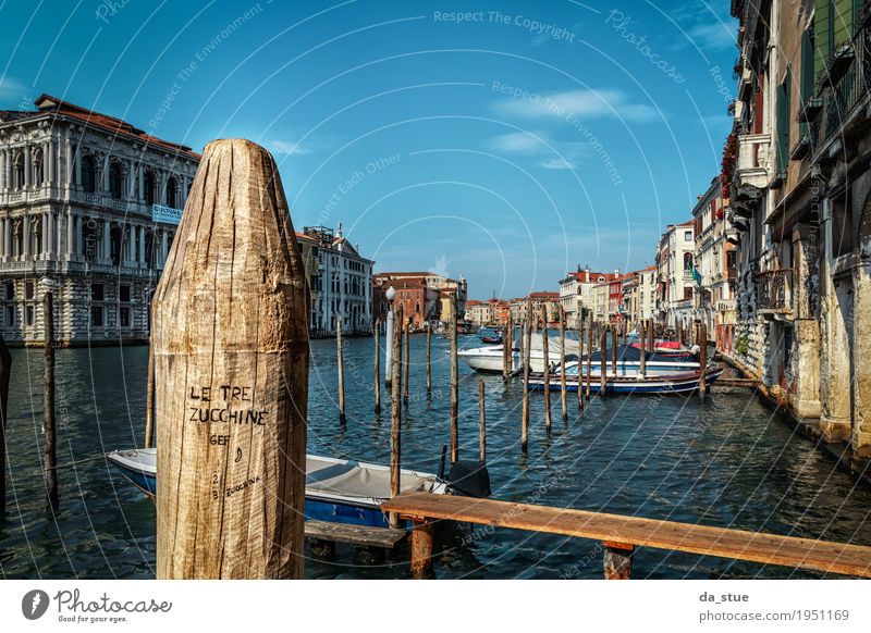 Kanal Grande - Canale Grande in Venedig Kultur Wasser Frühling Sommer Herbst Winter Schönes Wetter Fluss Italien Europa Stadt Stadtzentrum Altstadt Haus Gebäude