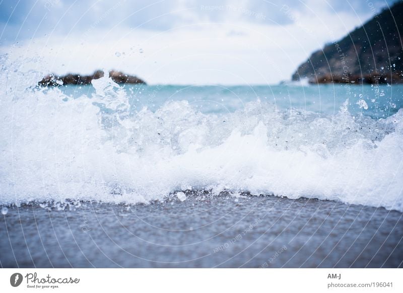 Sparkling Natur Sand Himmel Horizont schlechtes Wetter Wellen Küste Strand Bucht Meer entdecken hocken tauchen blau grau grün weiß Zufriedenheit Farbfoto