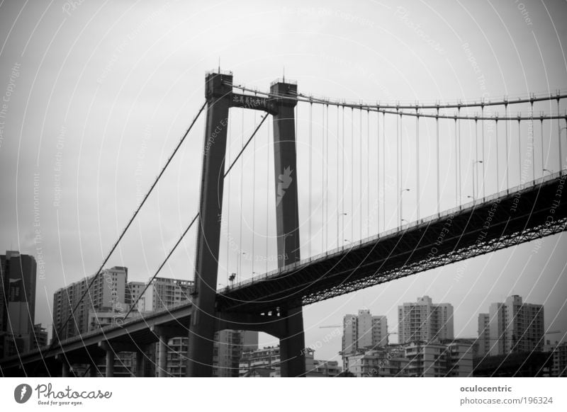 Golden Gate Fake China Asien Kleinstadt Skyline bevölkert Brücke Stress stagnierend Güterverkehr & Logistik Stadt Schwarzweißfoto Außenaufnahme Menschenleer Tag