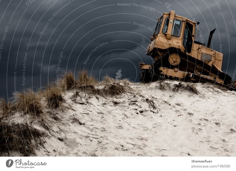 Dünenjet Safari Expedition Strand Arbeit & Erwerbstätigkeit Beruf Baggerfahrer Baustelle Tiefbau Baumaschine Sand Himmel Gewitterwolken schlechtes Wetter