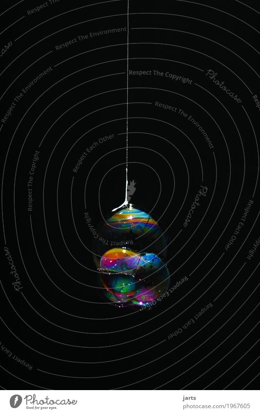 bubbles VII Wasser hängen Flüssigkeit frisch glänzend rund schön Kreativität Blase Seifenblase regenbogenfarben Nähgarn Farbfoto mehrfarbig Innenaufnahme